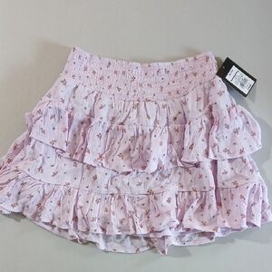Art Class Pink Floral Ruffle Mini Skirt, Girls Size XL-14
